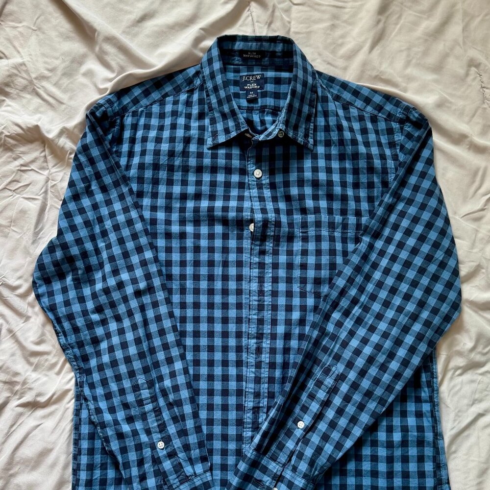 J. Crew Slim Untucked Flex Washed Long Sleeve Button Down Shirt, Size Medium